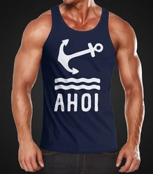 Neverless Tanktop Herren Anker Ahoi Dunkelblau/Blau