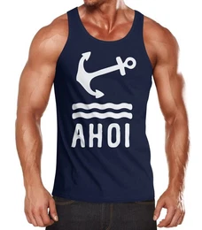 Tanktop Herren Tank-Top Anker Ahoi mit Print
