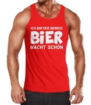 MoonWorks Herren Tanktop Ich bin der Beweis Bier macht schn  Dunkelrot/Schwarz/Rot/Braun