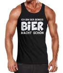 MoonWorks Herren Tanktop Ich bin der Beweis Bier macht schn  Schwarz/Braun/Dunkelrot