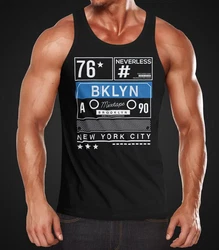Neverless Tanktop Herren Mixtape Kassette Brooklyn New York City Remix Hellblau/Schwarz/Dunkelblau