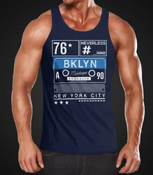 Neverless Tanktop Herren Mixtape Kassette Brooklyn New York City Remix Dunkelblau/Blau/Hellblau