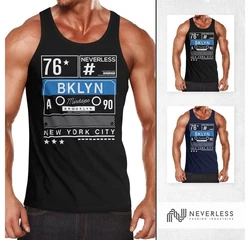 Neverless Tanktop Herren Mixtape Kassette Brooklyn New York City Remix Dunkelblau/Blau/Hellblau