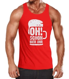Tanktop Herren Tanktop oh schon Bier Uhr Muskelshirt Tank Top Muscle Shirt Achselshirt mit Print
