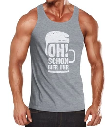 Tanktop Herren Tanktop oh schon Bier Uhr Muskelshirt Tank Top Muscle Shirt Achselshirt mit Print