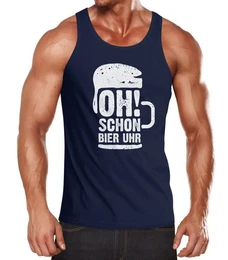 Tanktop Herren Tanktop oh schon Bier Uhr Muskelshirt Tank Top Muscle Shirt Achselshirt mit Print