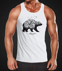 Neverless Tanktop Herren Adventure mit Print Braun