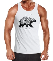 Tanktop Herren Tank-Top Abenteuer Br Berge Wald Bear Mountains Adventure mit Print