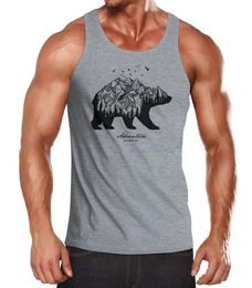 Tanktop Herren Tank-Top Abenteuer Br Berge Wald Bear Mountains Adventure mit Print