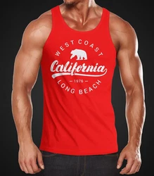 Neverless Tanktop Herren California Republic Muskelshirt Rot