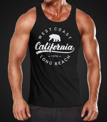 Neverless Tanktop Herren California Republic Muskelshirt Rot/Schwarz/Gold/Braun