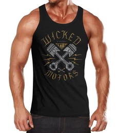 Tanktop Herren Tank Top Motorrad Biker Racing Wicked Motors mit Print