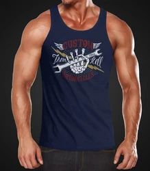 Neverless Tanktop Herren Tank Top Biker Motorrad Custom Motorcycles Dunkelblau/Blau/Hellblau