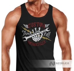 Neverless Tanktop Herren Tank Top Biker Motorrad Custom Motorcycles Dunkelblau/Blau/Hellblau
