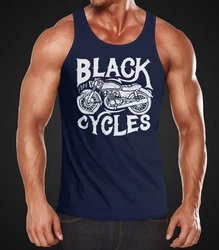 Neverless Tanktop Herren Tank Top Motorrad Biker Vintage Retro Dunkelblau/Schwarz/Blau