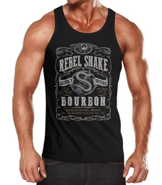 Tanktop Herren Tank-Top Whiskey Emblem Rebel Snake Bourbon Retro Style Fashion Streetstyle Muskelshirt Muscle Shirt mit Print