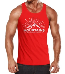 Tanktop Herren Tanktop The Mountains are Calling and I must go Wandern Berge mit Print