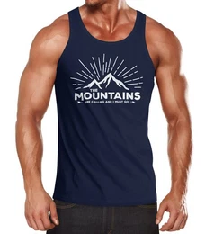 Tanktop Herren Tanktop The Mountains are Calling and I must go Wandern Berge mit Print