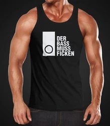 MoonWorks Herren Tanktop Techno Spruch Der Bass muss Ficken Lila/Gold/Schwarz/Braun