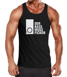 MoonWorks Herren Tanktop Techno Spruch Der Bass muss Ficken Lila/Gold/Schwarz/Braun