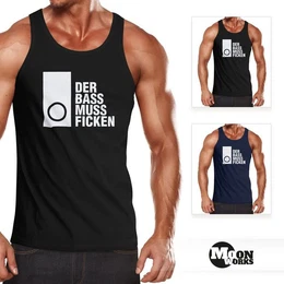 Tanktop Herren Tanktop Techno Spruch Der Bass muss Ficken Party Festival Rave mit Print