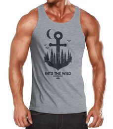 Tanktop Herren Tank-Top Anker Wald Mond Vgel Adventure Vintage Muskelshirt Muscle Shirt mit Print