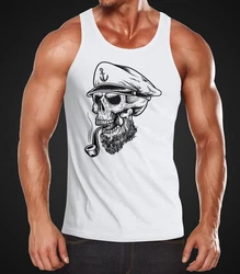 Neverless Tanktop Herren Captain Skull Beard Kapitän Totenkopf Sailor Schädel Weiß/Dunkelrot/Rot/Hellgrau/Dunkelgrau/Dunkelblau/Beige/Grün