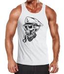 Neverless Tanktop Herren Captain Skull Beard Kapitän Totenkopf Sailor Schädel Weiß/Dunkelrot/Rot/Hellgrau/Dunkelgrau/Dunkelblau/Beige/Grün