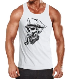 Tanktop Herren Tank-Top Captain Skull Beard Kapitn Totenkopf Bard Sailor Schdel Muskelshirt Muscle Shirt mit Print