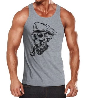 Neverless Tanktop Herren Captain Skull Beard Kapitän Totenkopf Sailor Schädel Neverless Tanktop Herren Captain Skull Beard Kapitän Totenkopf Sailor Schädel