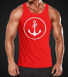 Neverless Tanktop Herren Anker Kreis Segeln Motiv Rot/Dunkelrot