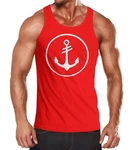 Neverless Tanktop Herren Anker Kreis Segeln Motiv Rot/Dunkelrot