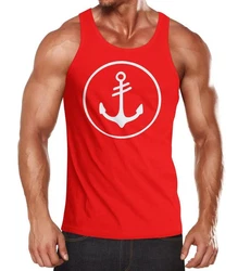 Neverless Tanktop Herren Anker Kreis Segeln Motiv Rot/Dunkelrot