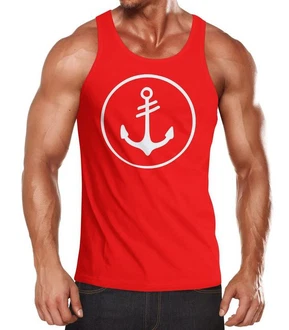 Neverless Tanktop Herren Anker Kreis Segeln Motiv Rot/Dunkelrot Neverless Tanktop Herren Anker Kreis Segeln Motiv Rot/Dunkelrot