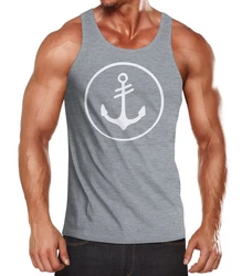 Neverless Tanktop Herren Anker Kreis Segeln Motiv Dunkelblau/Dunkelgrau/Grau