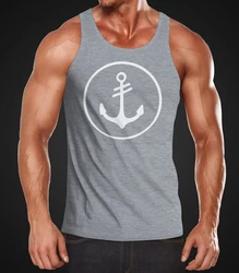 Neverless Tanktop Herren Anker Kreis Segeln Motiv Dunkelblau/Dunkelgrau/Grau