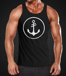 Neverless Tanktop Herren Anker Kreis Segeln Motiv Dunkelblau/Schwarz