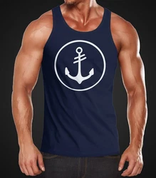 Neverless Tanktop Herren Anker Kreis Segeln Motiv Dunkelblau/Blau