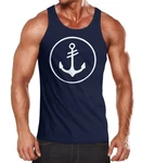 Neverless Tanktop Herren Anker Kreis Segeln Motiv Dunkelblau/Blau