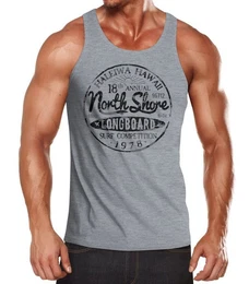 Tanktop Herren Tank-Top North Shore Longboard Retro Surf Motiv Wellenreiten mit Print