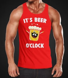 MoonWorks Tanktop It's Beer a clock Herren Shirt Rot/Lila/Braun/Orange/Rosa