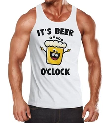 MoonWorks Tanktop It's Beer a clock Herren Shirt Braun/Lila/Weiß/Creme/Dunkelgrün