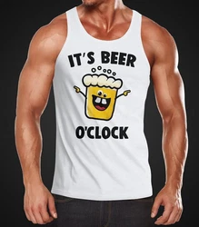 MoonWorks Tanktop It's Beer a clock Herren Shirt Braun/Lila/Weiß/Creme/Dunkelgrün
