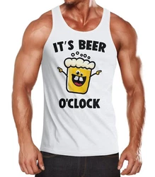 MoonWorks Tanktop It's Beer a clock Herren Shirt Braun/Lila/Weiß/Creme/Dunkelgrün