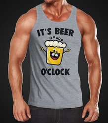 MoonWorks Tanktop It's Beer a clock Herren Shirt Braun/Grau/Lila