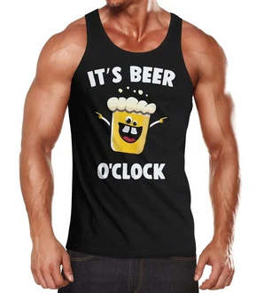 MoonWorks Tanktop It's Beer a clock Herren Shirt Schwarz/Braun/Lila