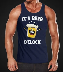 MoonWorks Tanktop It's Beer a clock Herren Shirt Braun/Blau/Dunkelblau/Lila