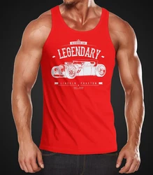 MoonWorks Tanktop Herren Hot Rod Retro Auto Car Oldschool Rockabilly Muskelshirt Achselshirt Rot