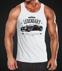 MoonWorks Tanktop Herren Hot Rod Retro Auto Car Oldschool Rockabilly Muskelshirt Achselshirt Braun/Weiß/Rot/Creme/Grau
