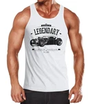 MoonWorks Tanktop Herren Hot Rod Retro Auto Car Oldschool Rockabilly Muskelshirt Achselshirt Braun/Weiß/Rot/Creme/Grau